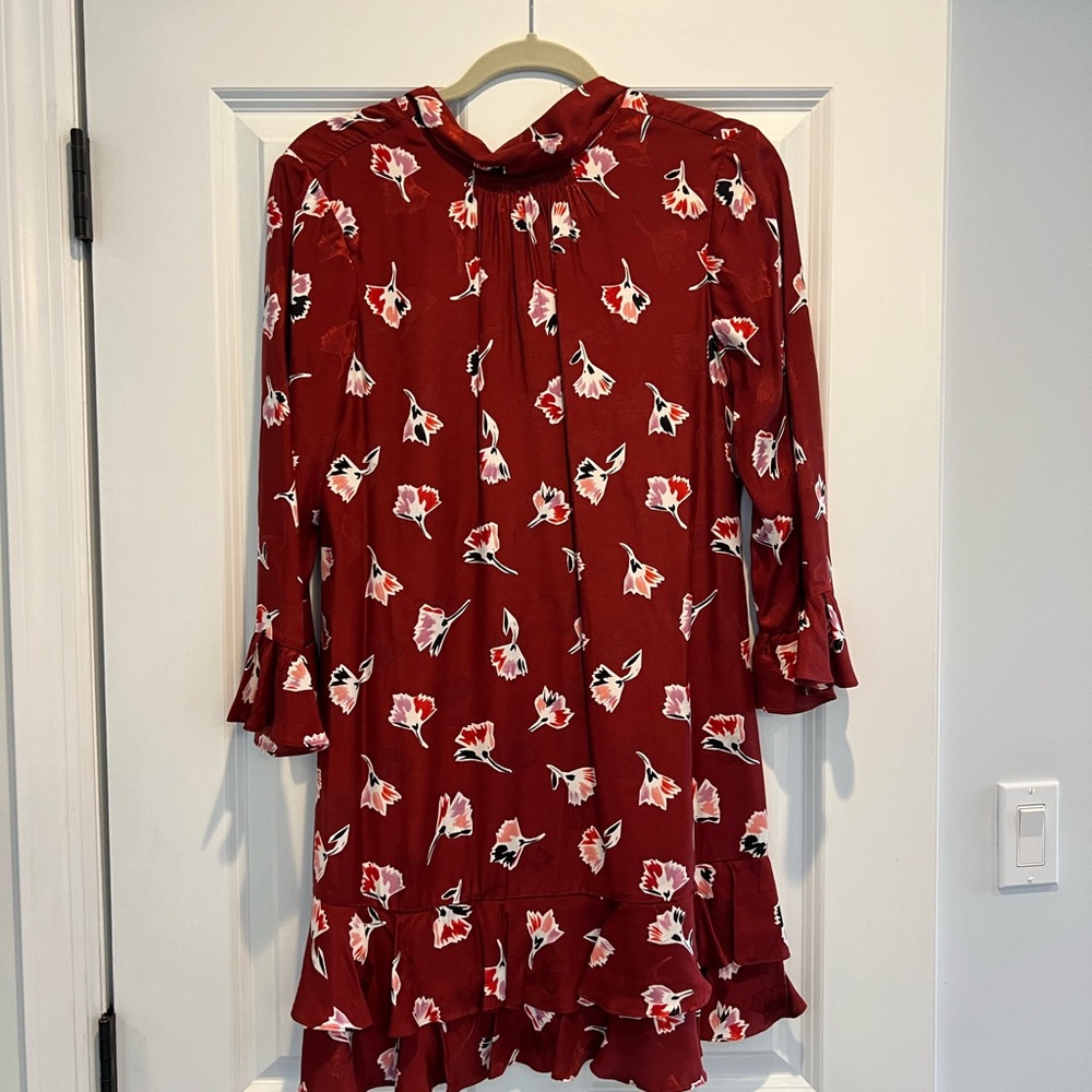 Rebecca Taylor Red Floral Long Sleeve Dress